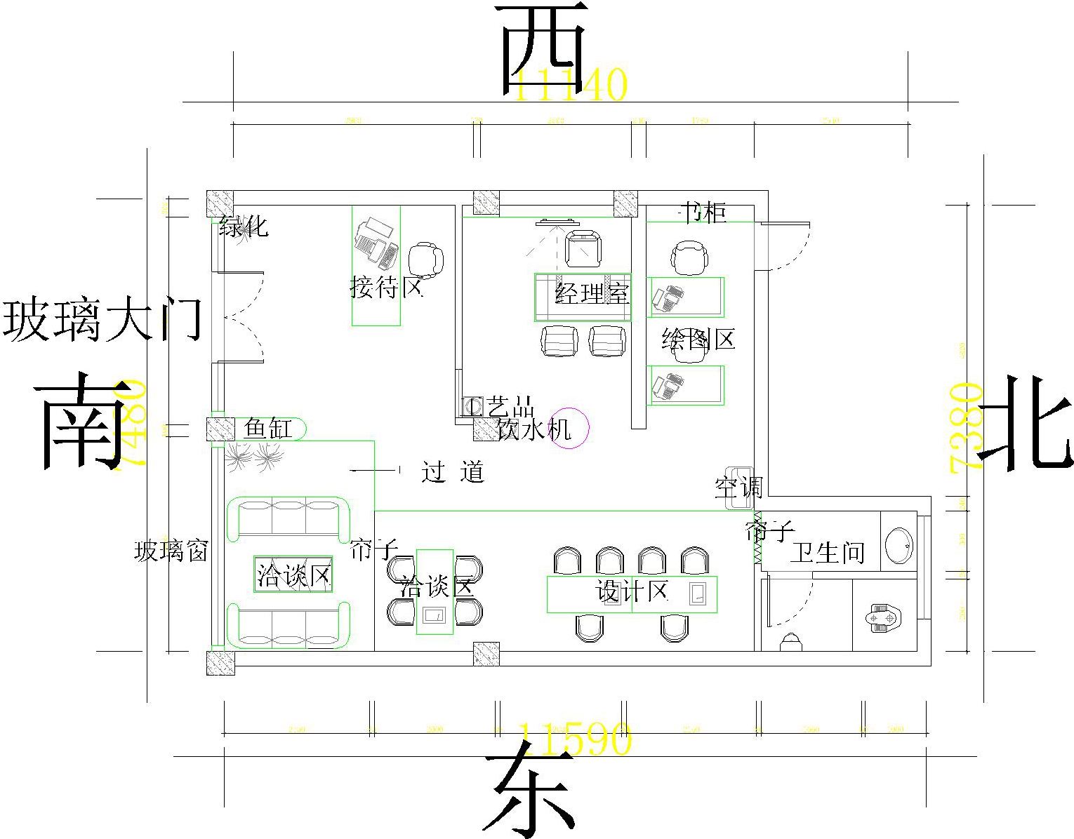 湖南辦公室內(nèi)部風(fēng)水基本要求在空間領(lǐng)域界定的常用方式與應(yīng)解決好空間使用功能的劃分與聯(lián)系的布局示意圖